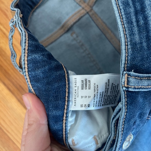 American Eagle Outfitters Dark Blue Skinny Jeans hi rise jeggings size 12 - Picture 3 of 5